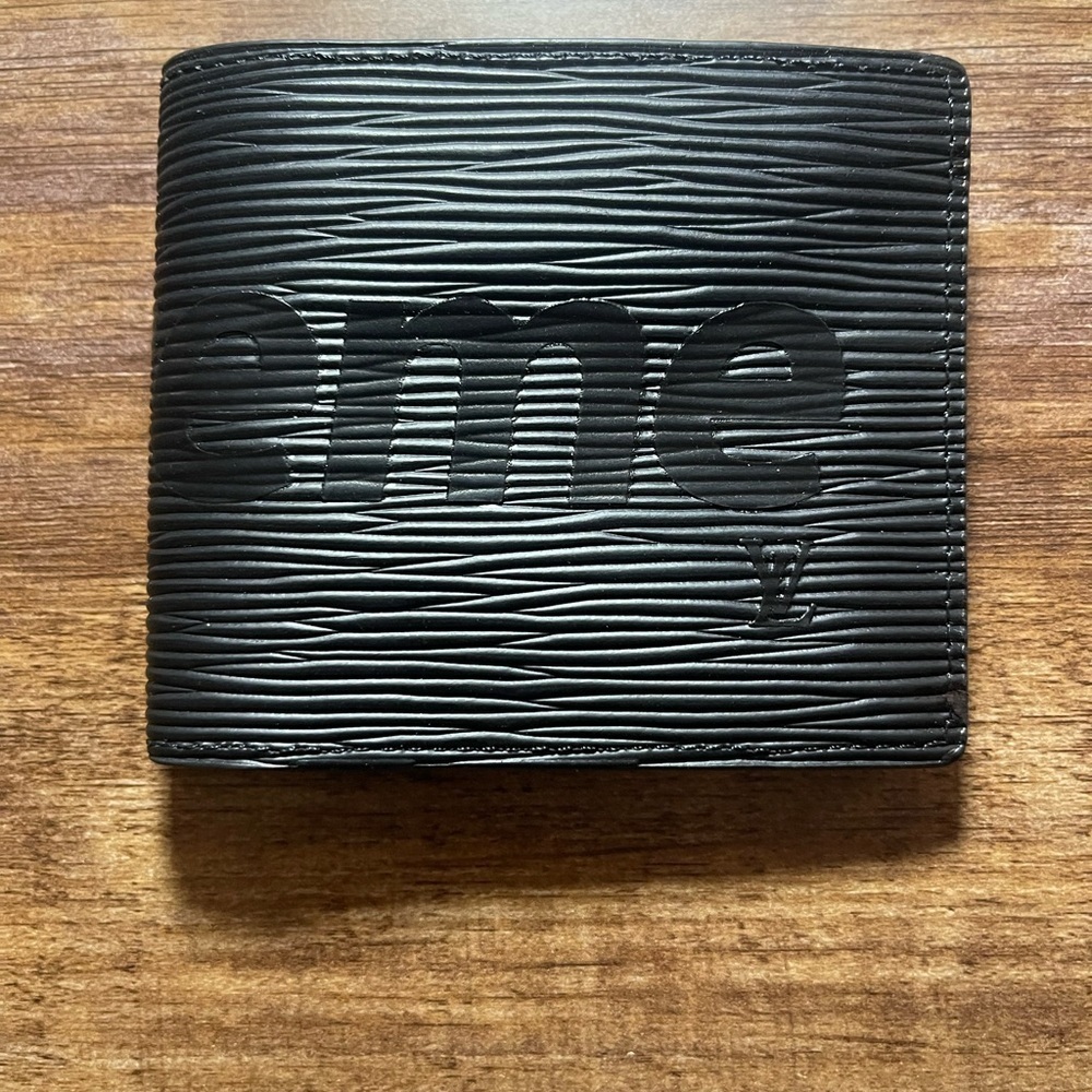 Bifold Wallet luxury Black textured, Black lettering, and stylish look!